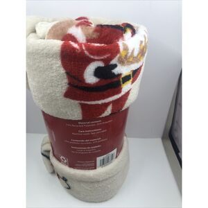 Holiday Time All Over Santas  Plush Throw 50 In X 60 In